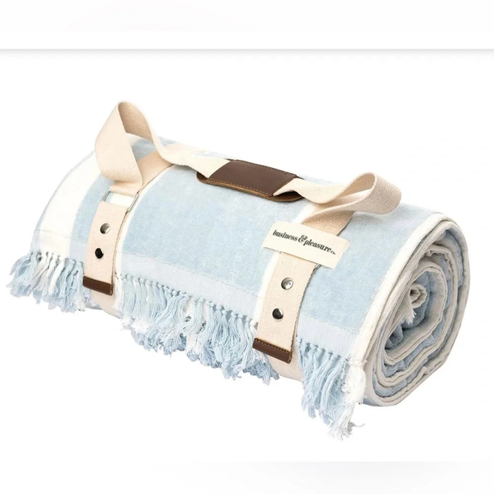 Business & Pleasure Beach Blanket Vintage Blue Stripe